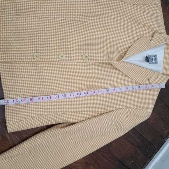 Vintage Yellow Houndstooth Plaid Wool Fitted Blazer - Picture 9 of 14